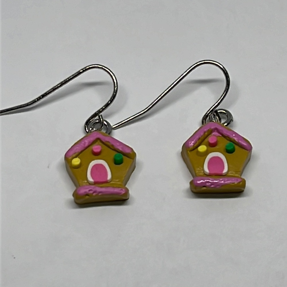 Earrings Christmas Ginger Bread House Xmas
